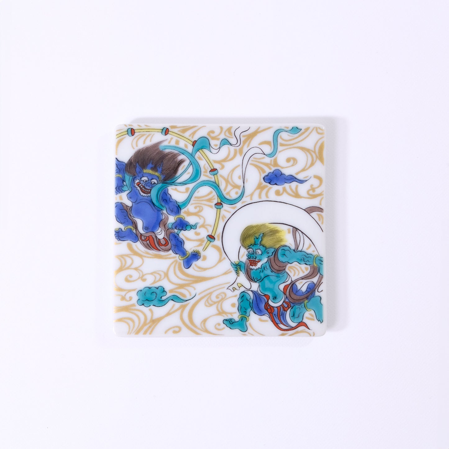 Kutani ware colored square plate