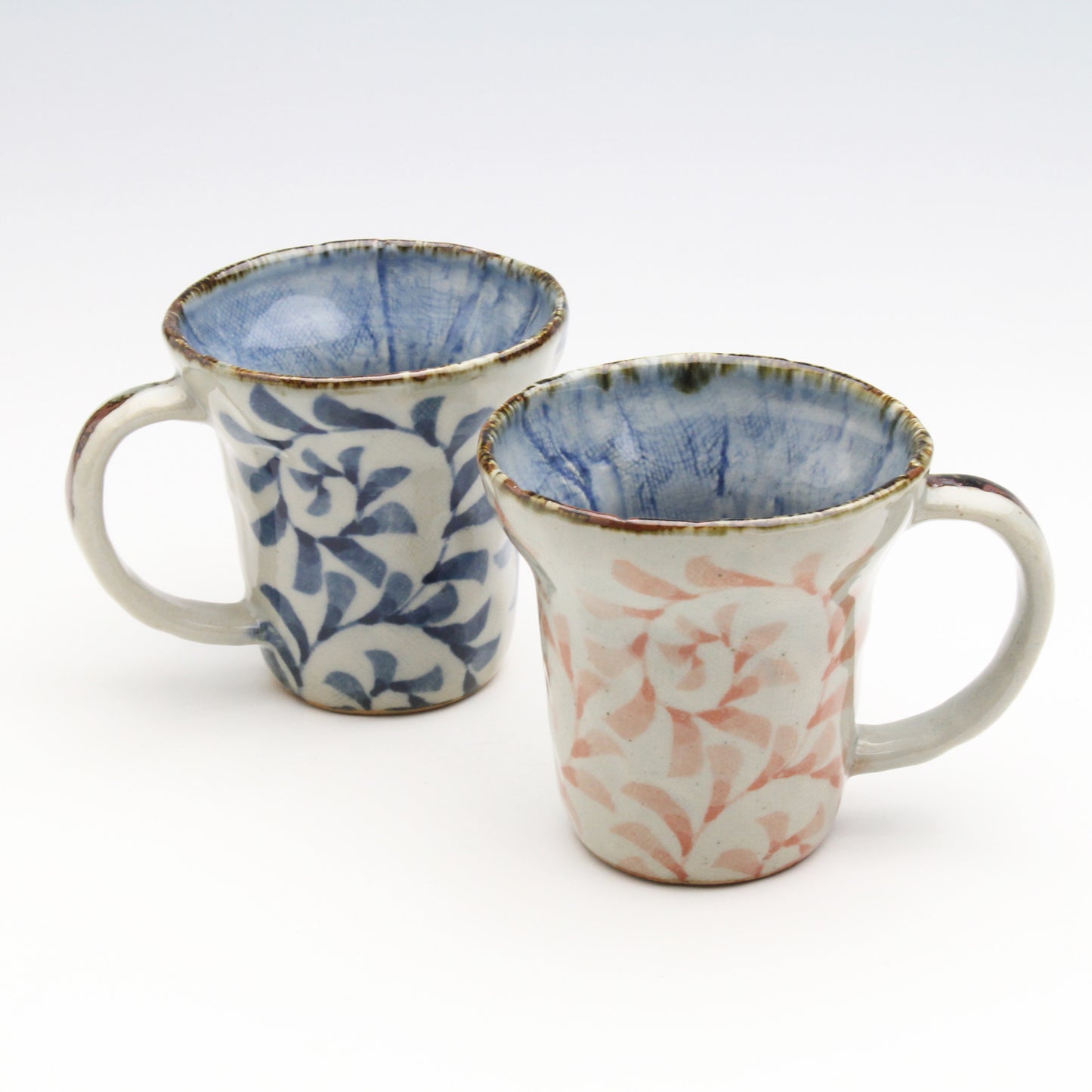 Dyed arabesque pair of mugs