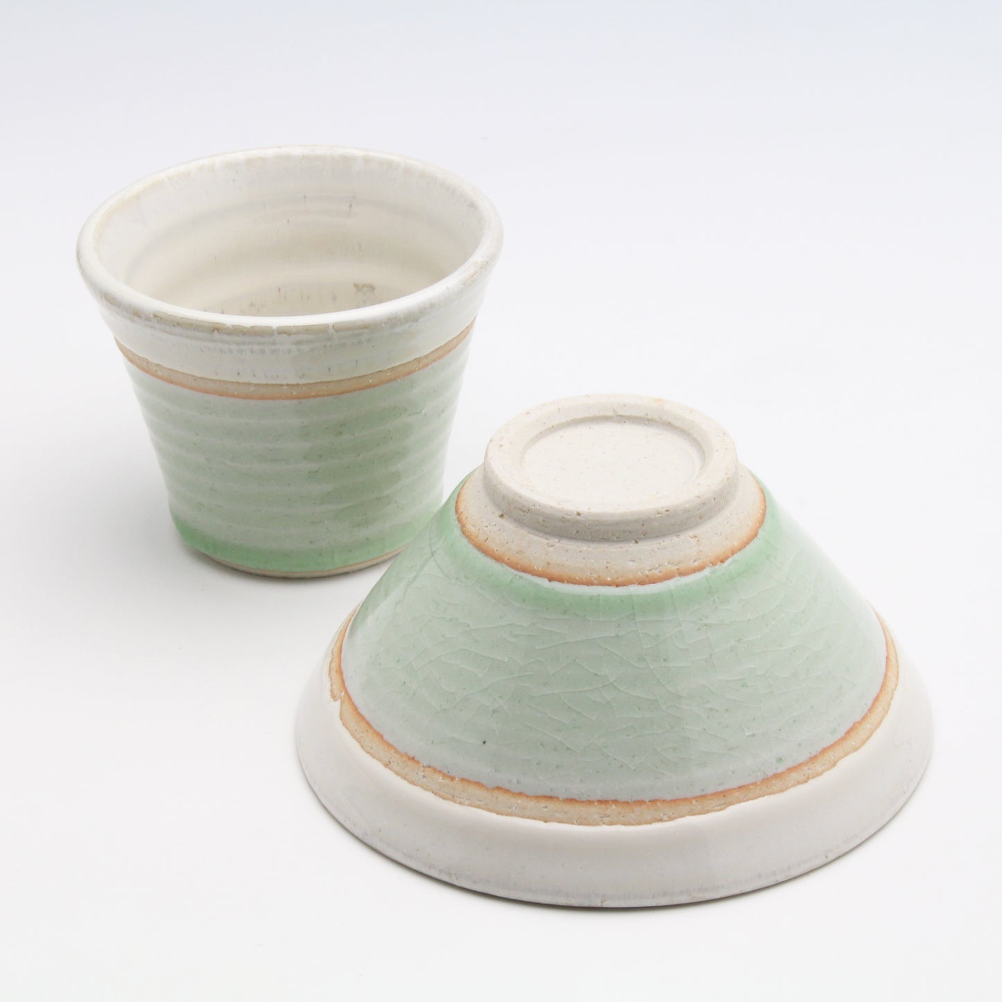 Colored Glaze Flat Bowl & Cup Set Box Hiwa