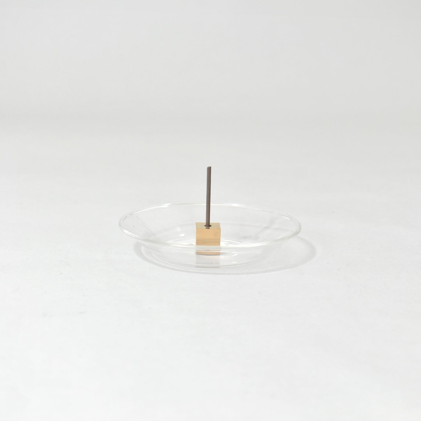Brass top glass dish cube
