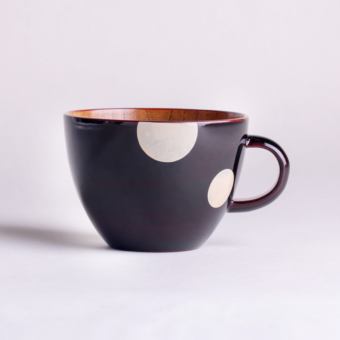 Wooden soup cup, polka dot