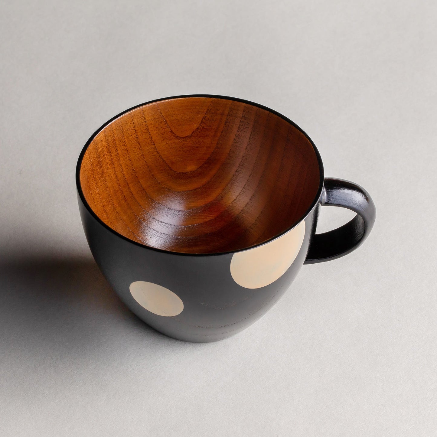 Wooden soup cup, polka dot