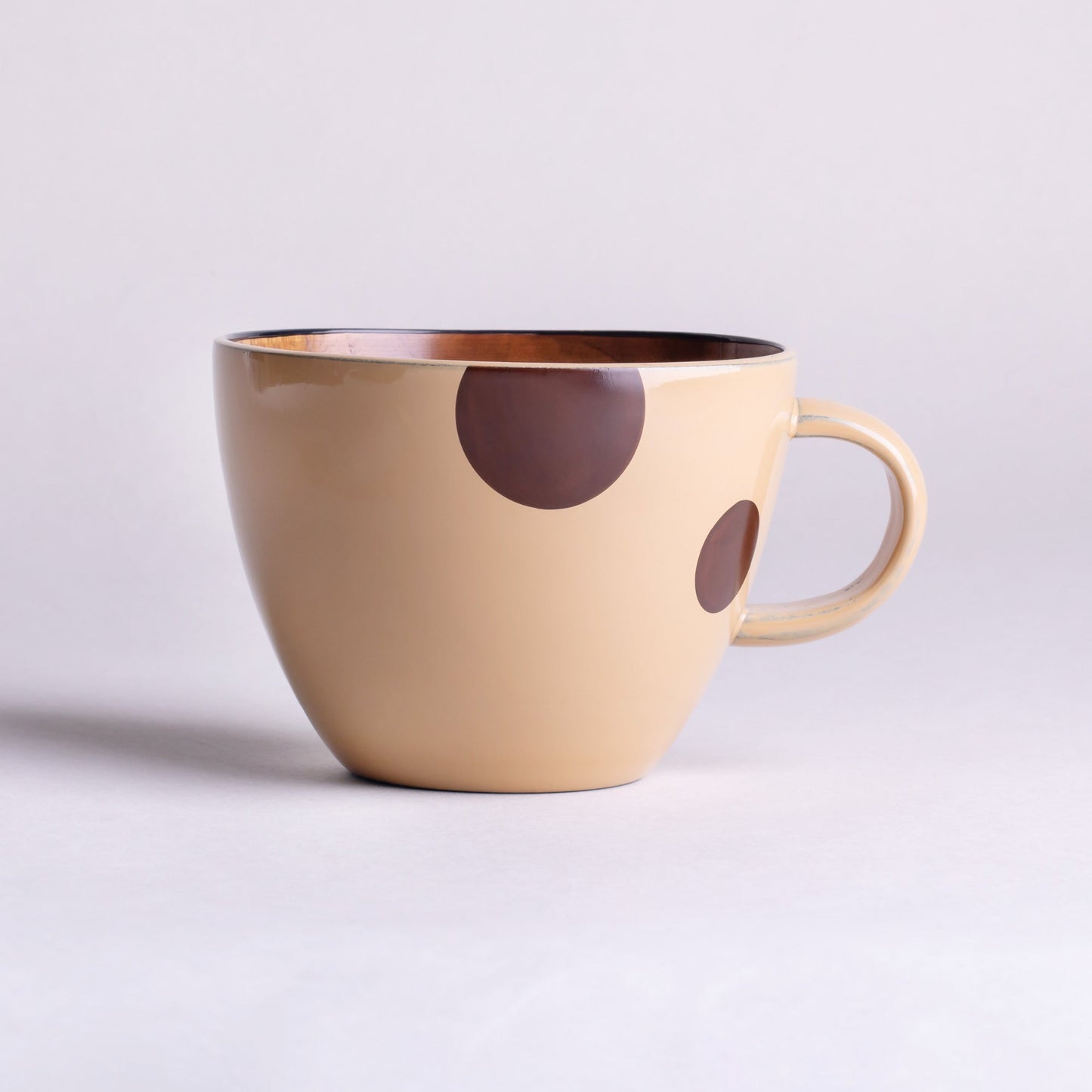 Wooden soup cup, polka dot