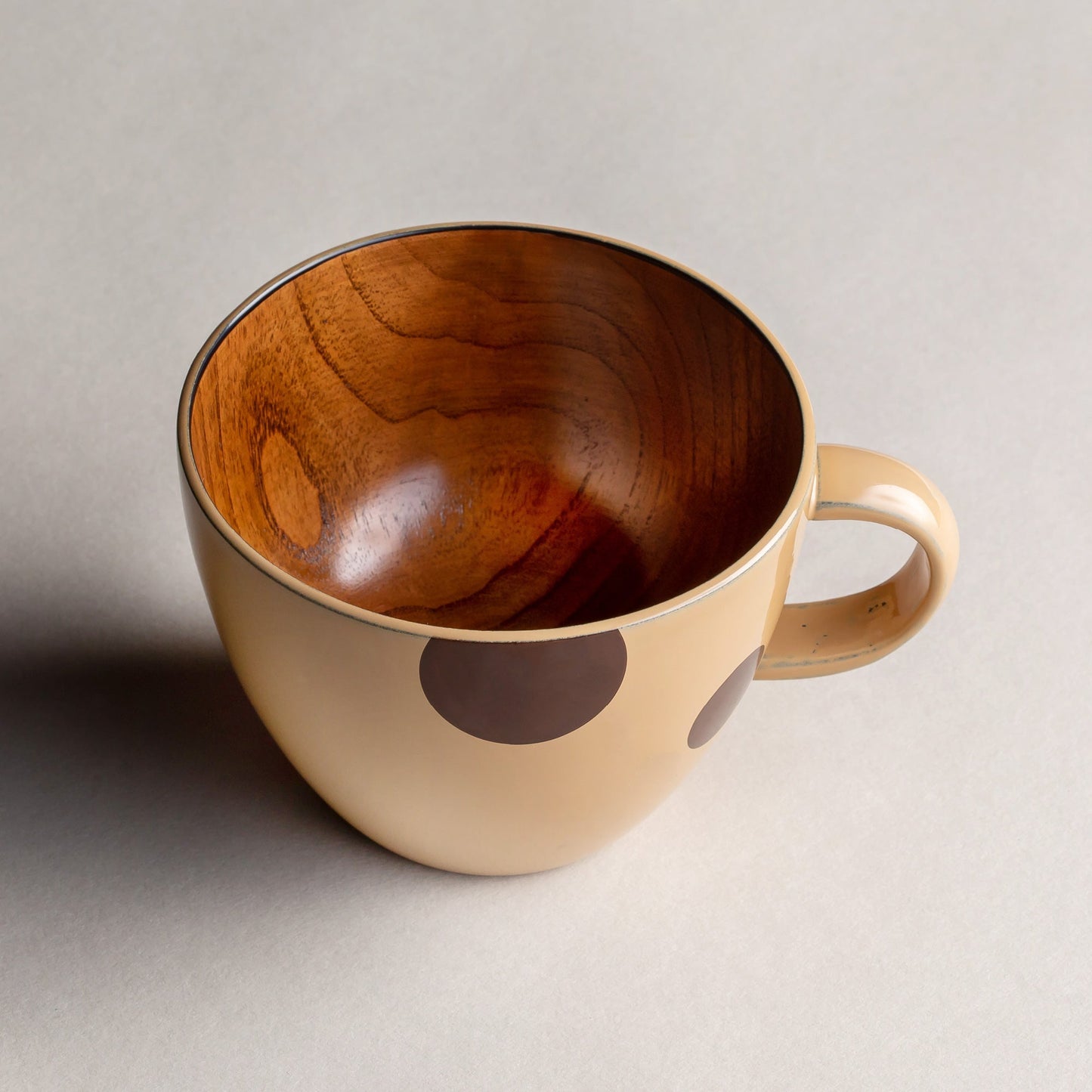 Wooden soup cup, polka dot