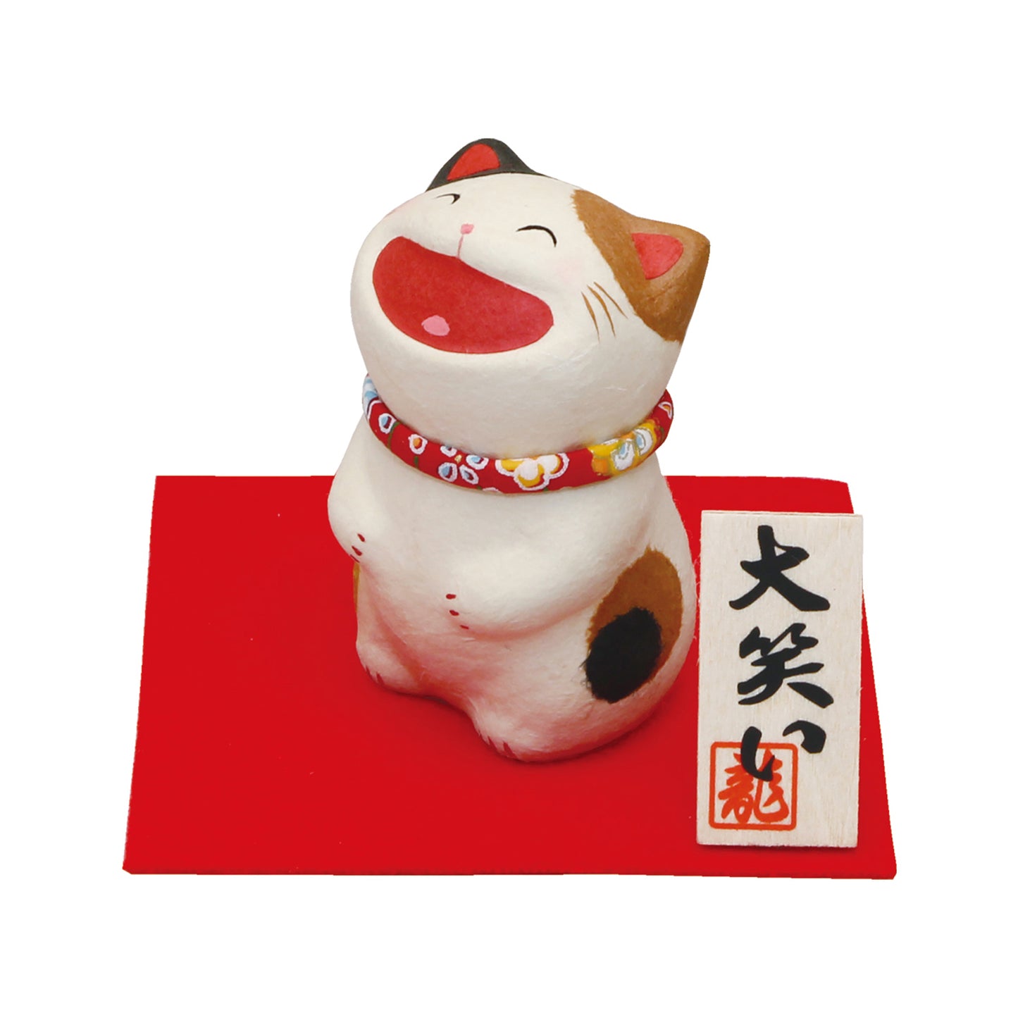Torn Japanese paper Laughing Cat (seated)