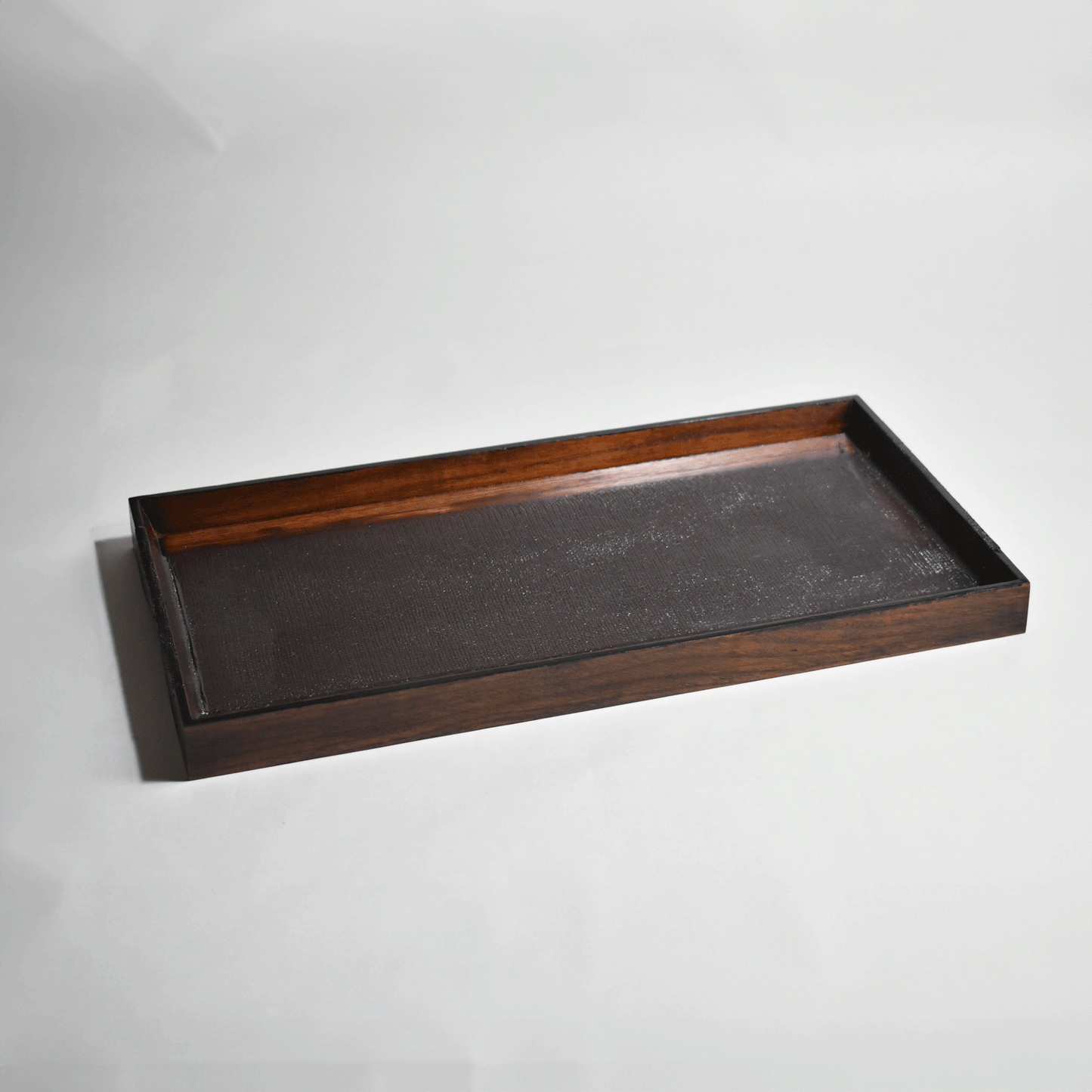 Wooden cloth covered rectangular tray
