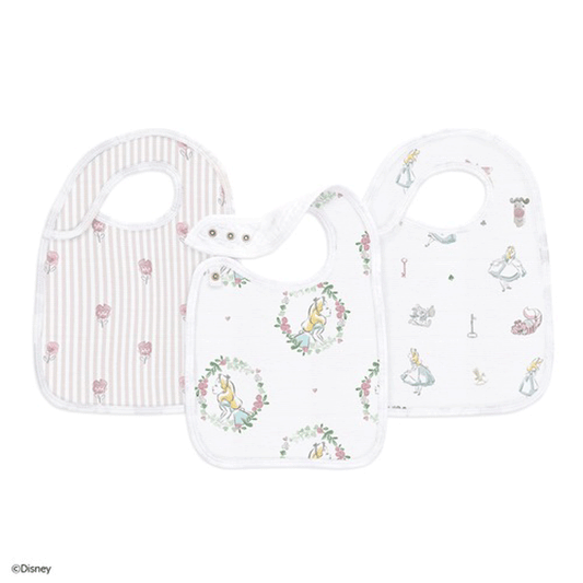 Muslin snap bibs (pack of 3) alice in wonderland
