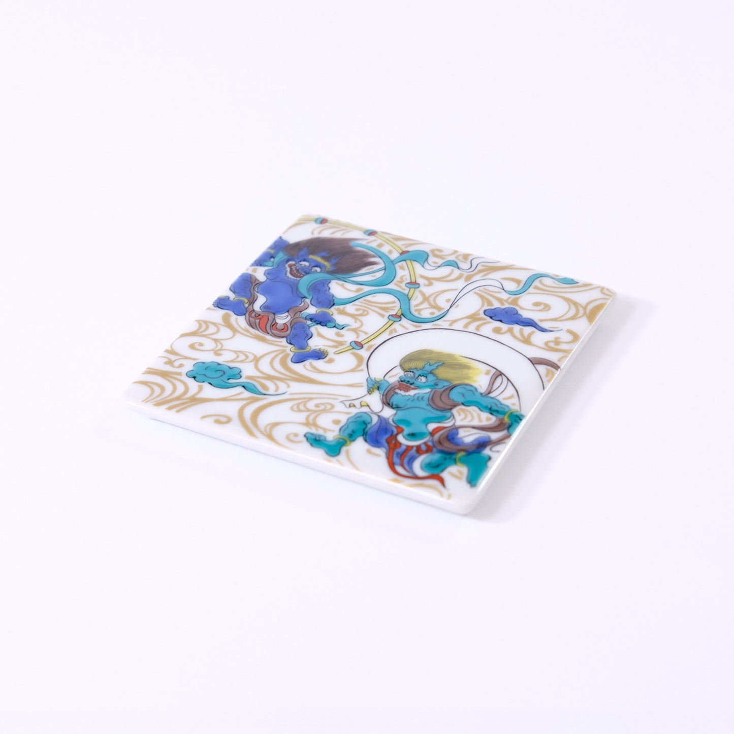 Kutani ware colored square plate
