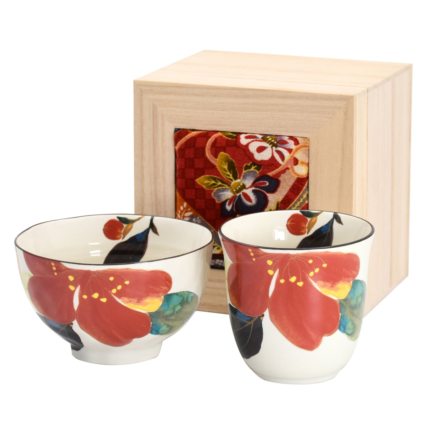 Flower Kairo Camellia Rice Bowl and Tea Cup