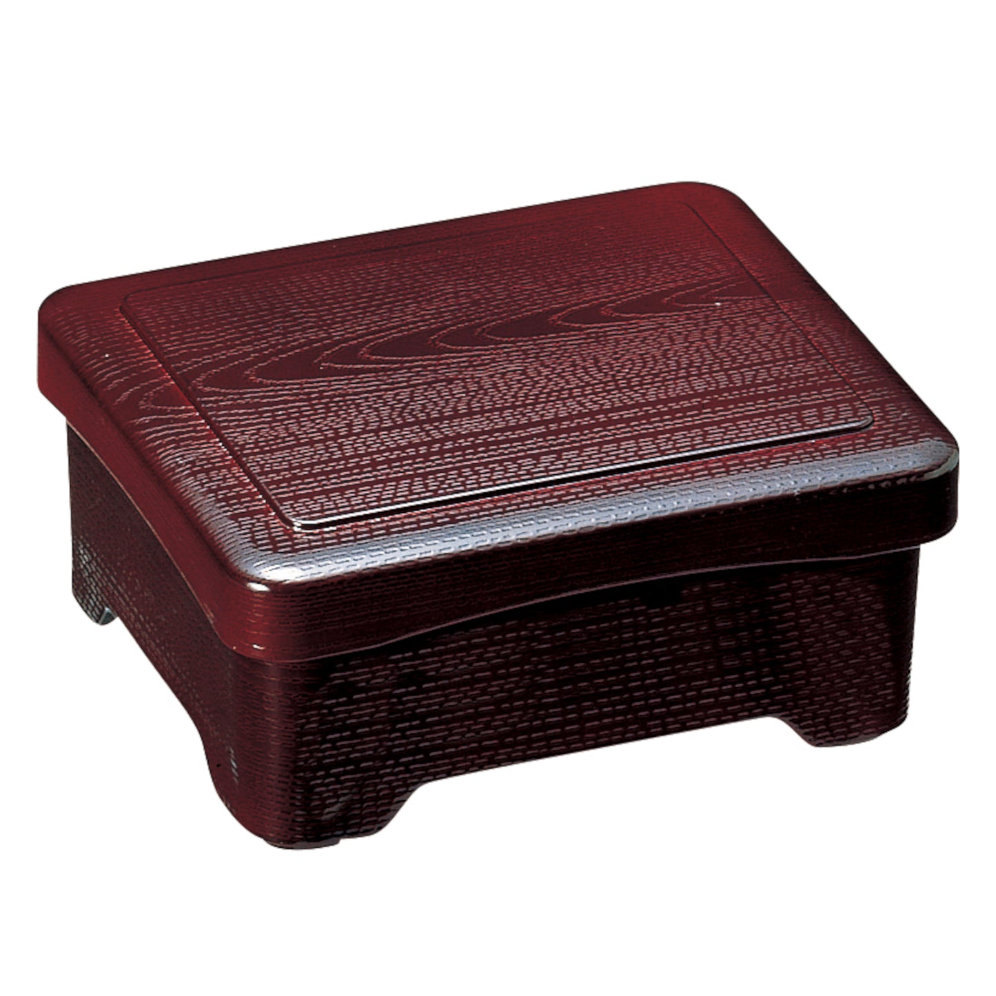 Rice bowl box, wood grain, red interior