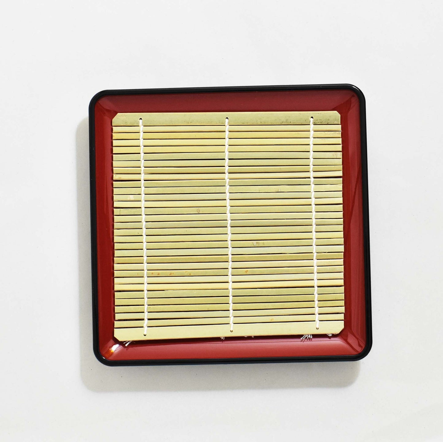 Soba plate, black with red interior