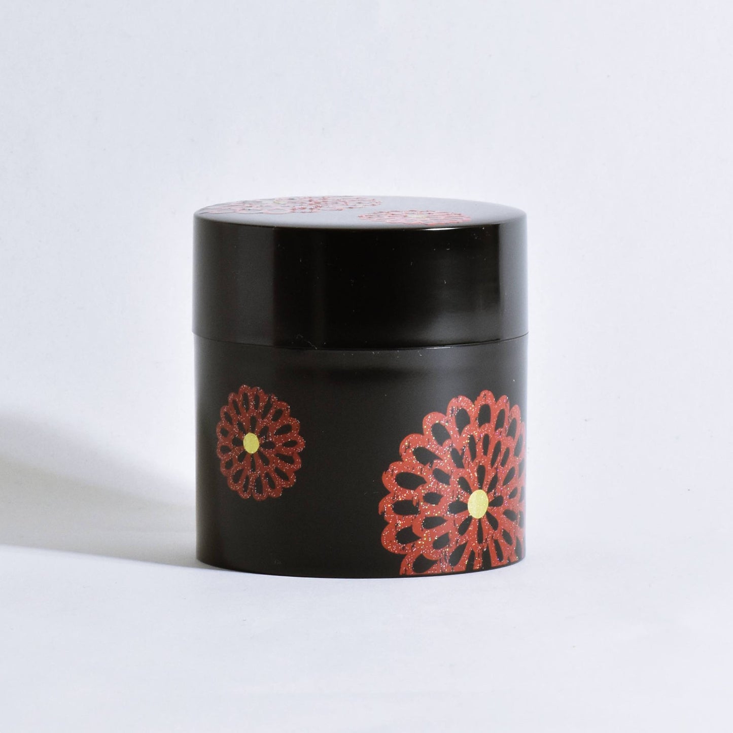 Tea Caddy Flower Pattern Black