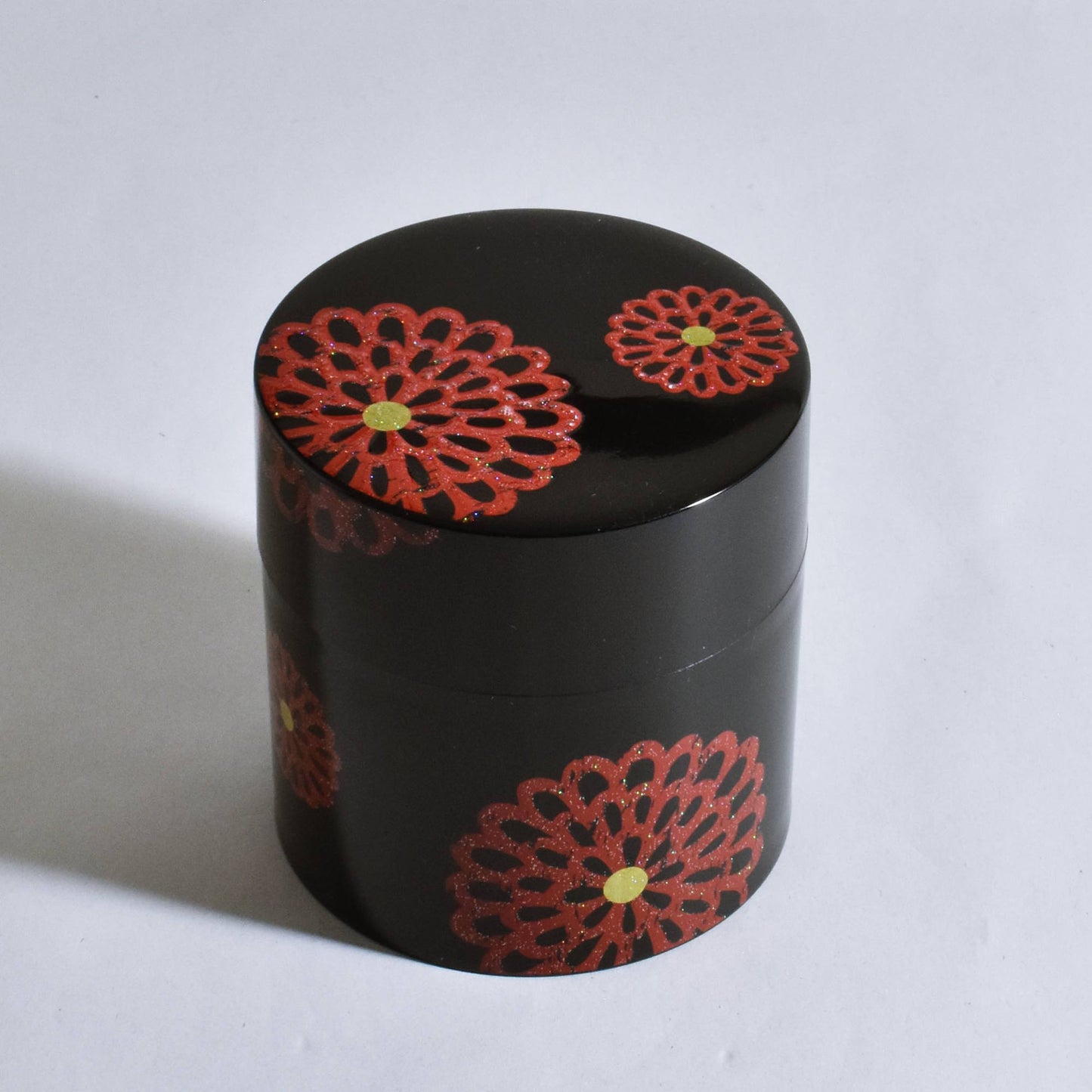 Tea Caddy Flower Pattern Black