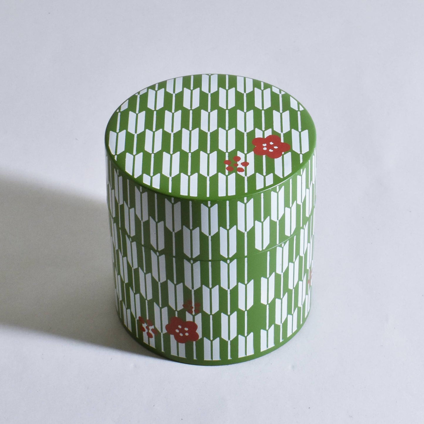 Tea canister, arrow pattern plum