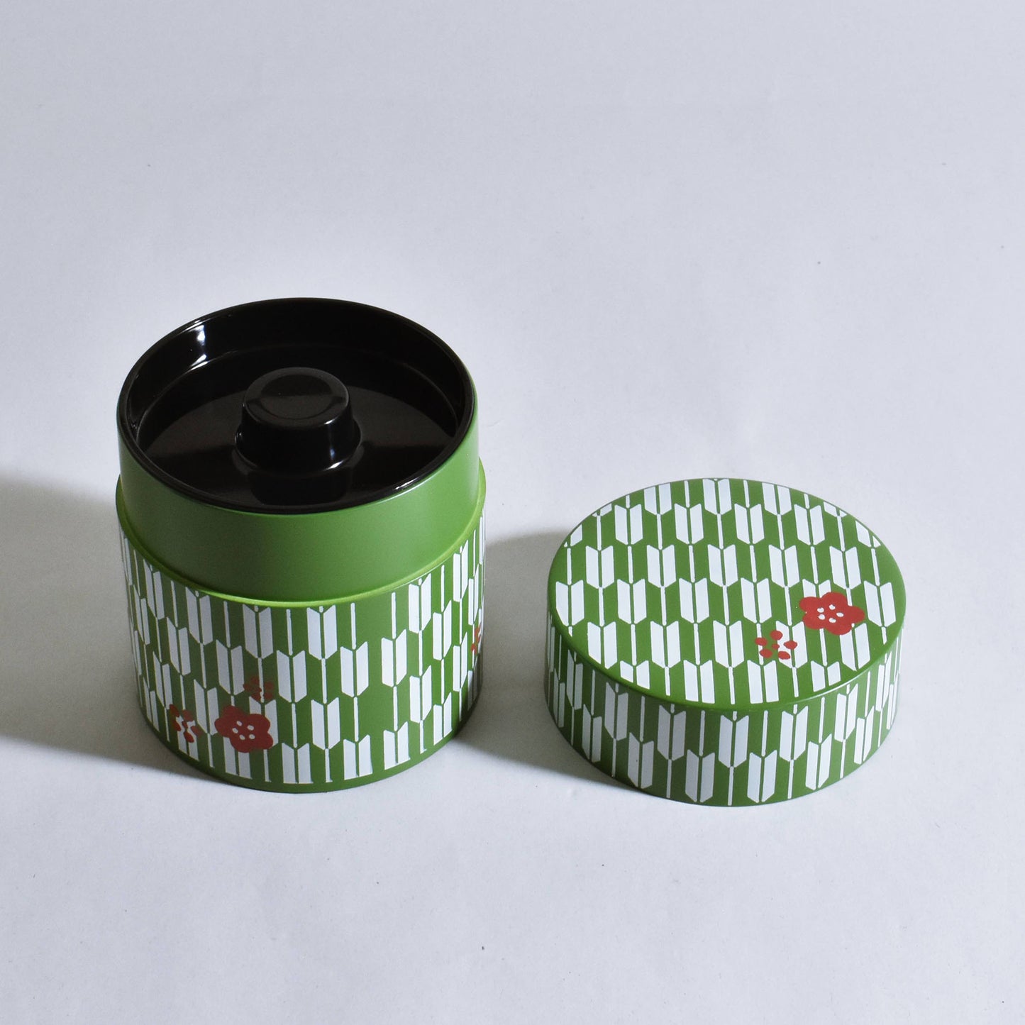 Tea canister, arrow pattern plum