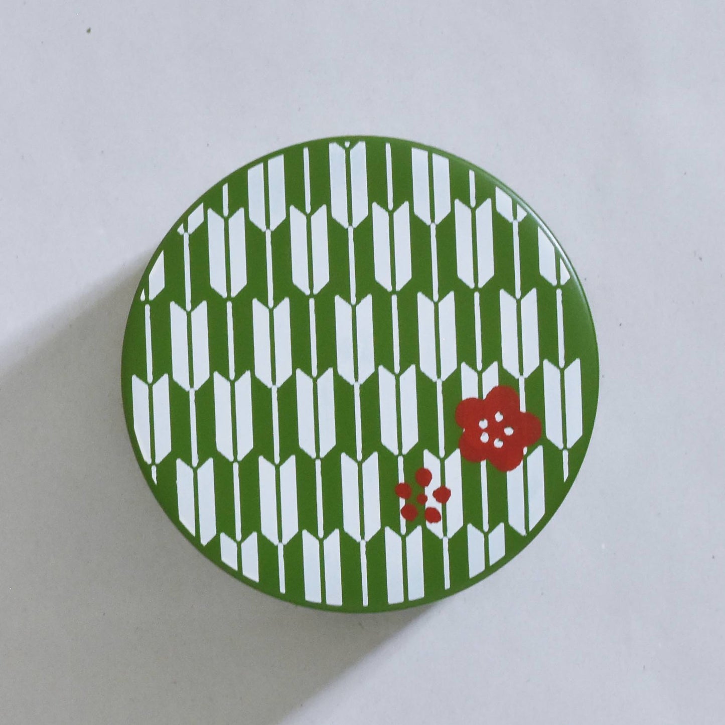 Tea canister, arrow pattern plum