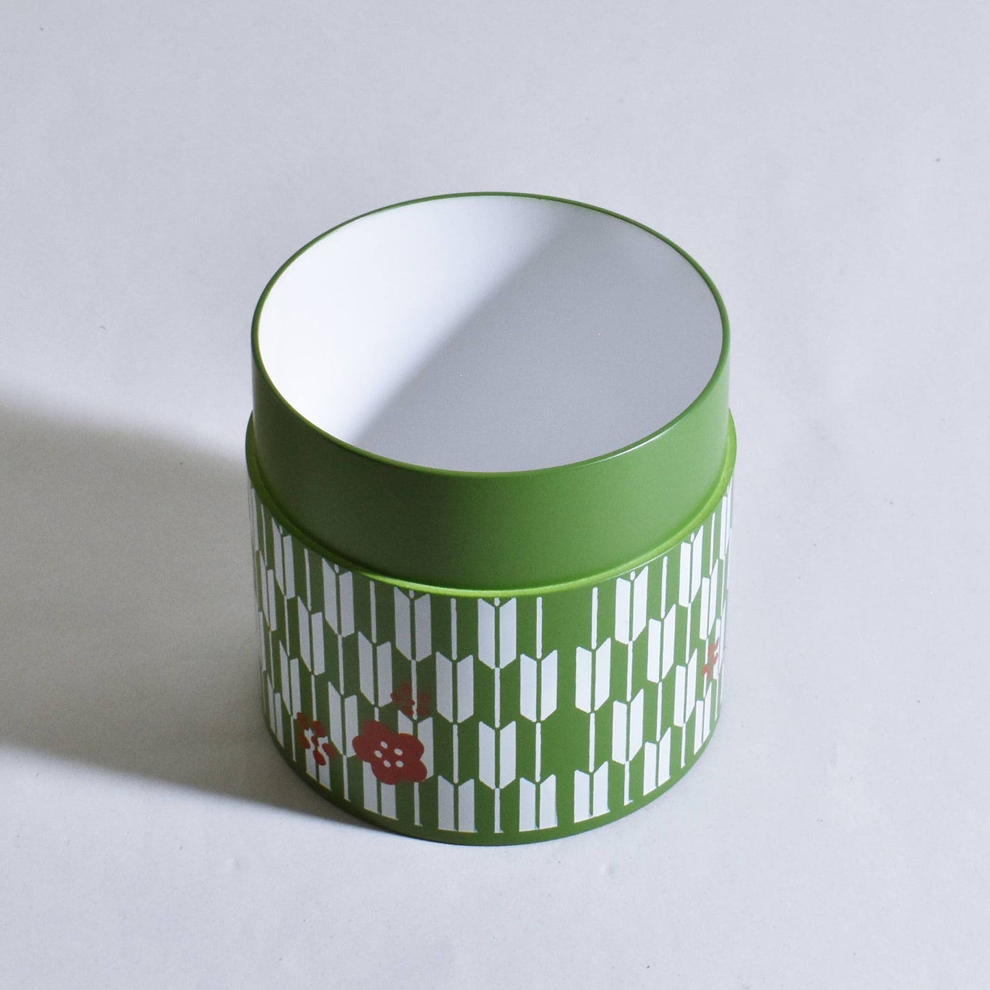 Tea canister, arrow pattern plum