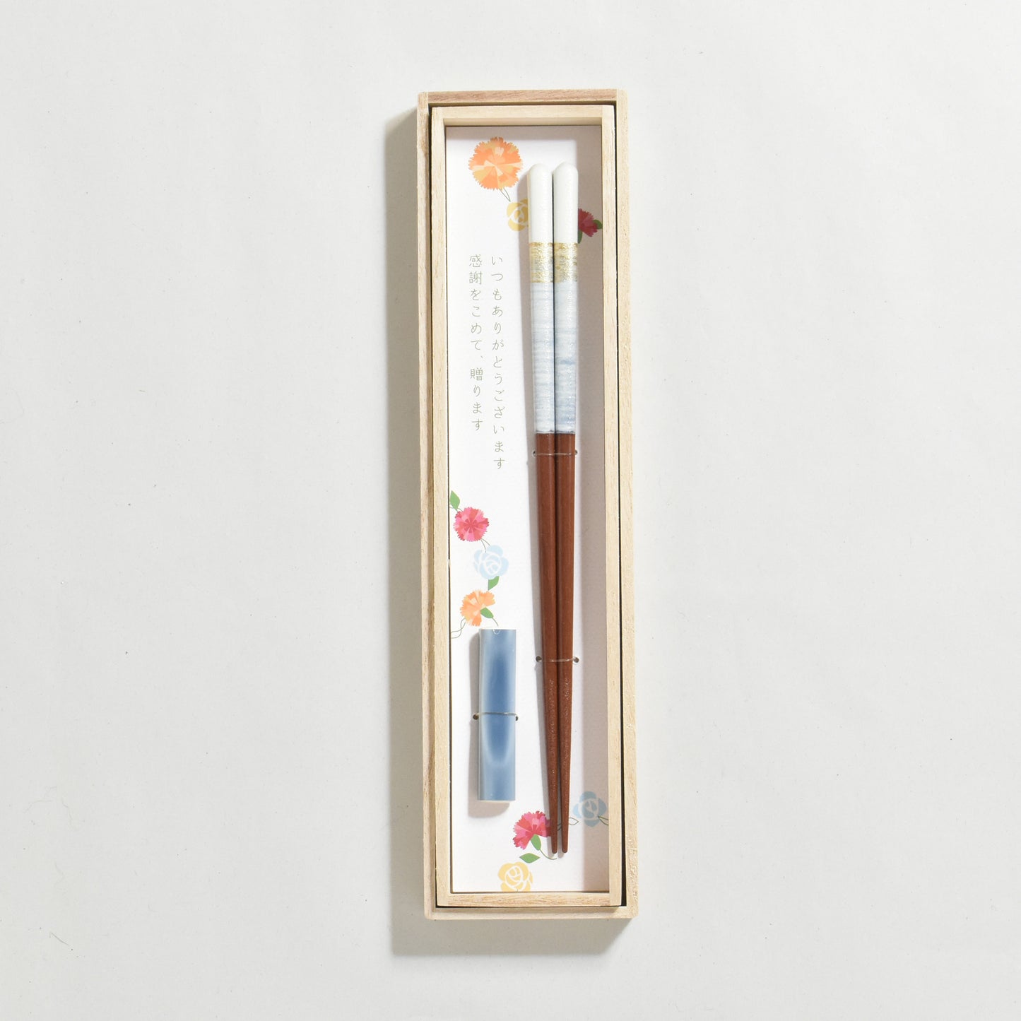 Paulownia wood box with chopstick rest, Pearmint