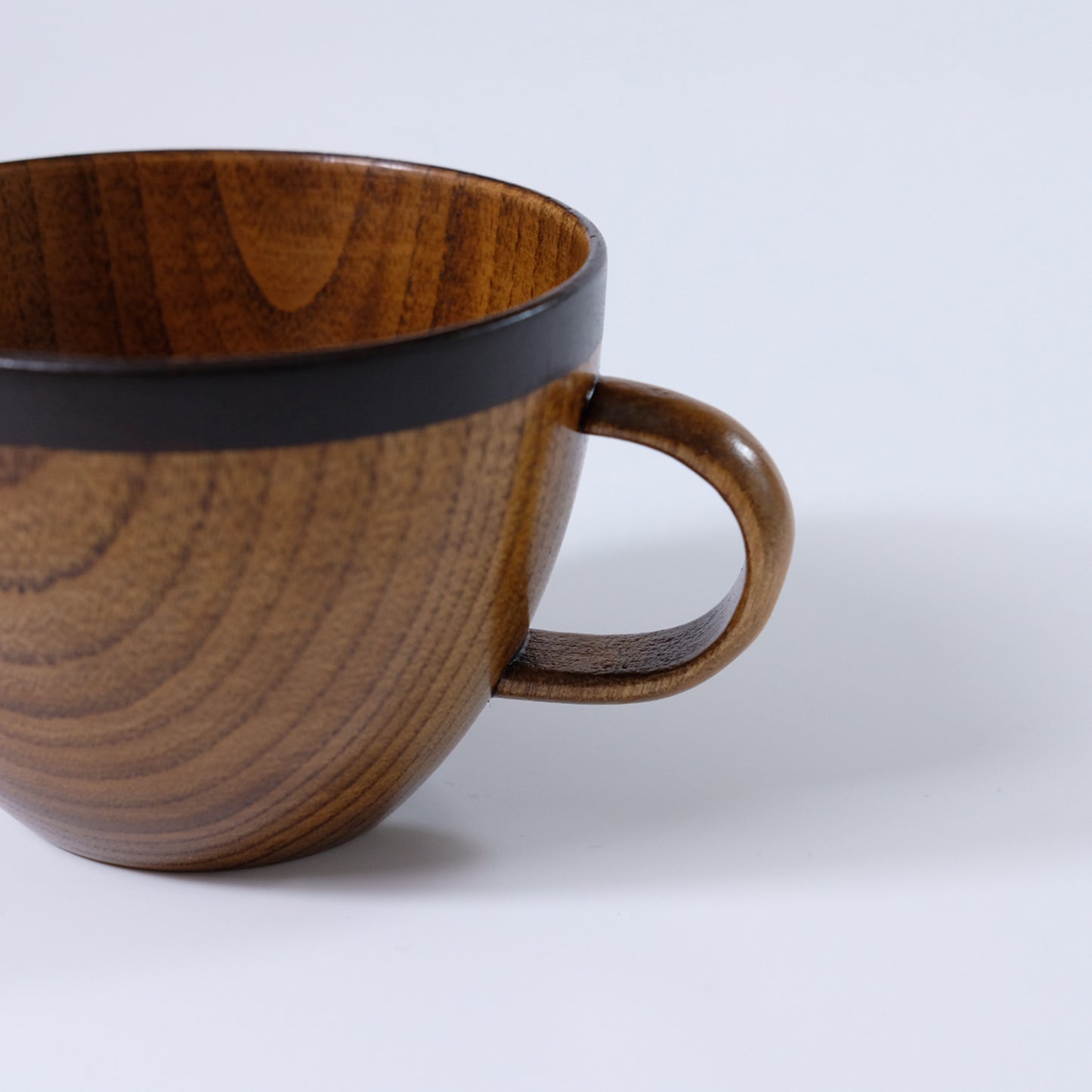 Small wooden soup mug with lacquer finish