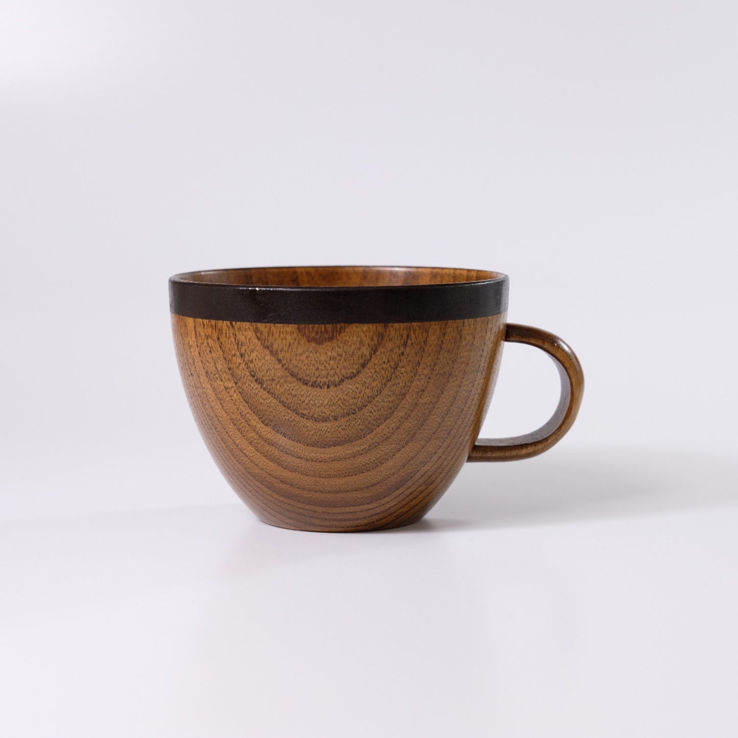 Small wooden soup mug with lacquer finish
