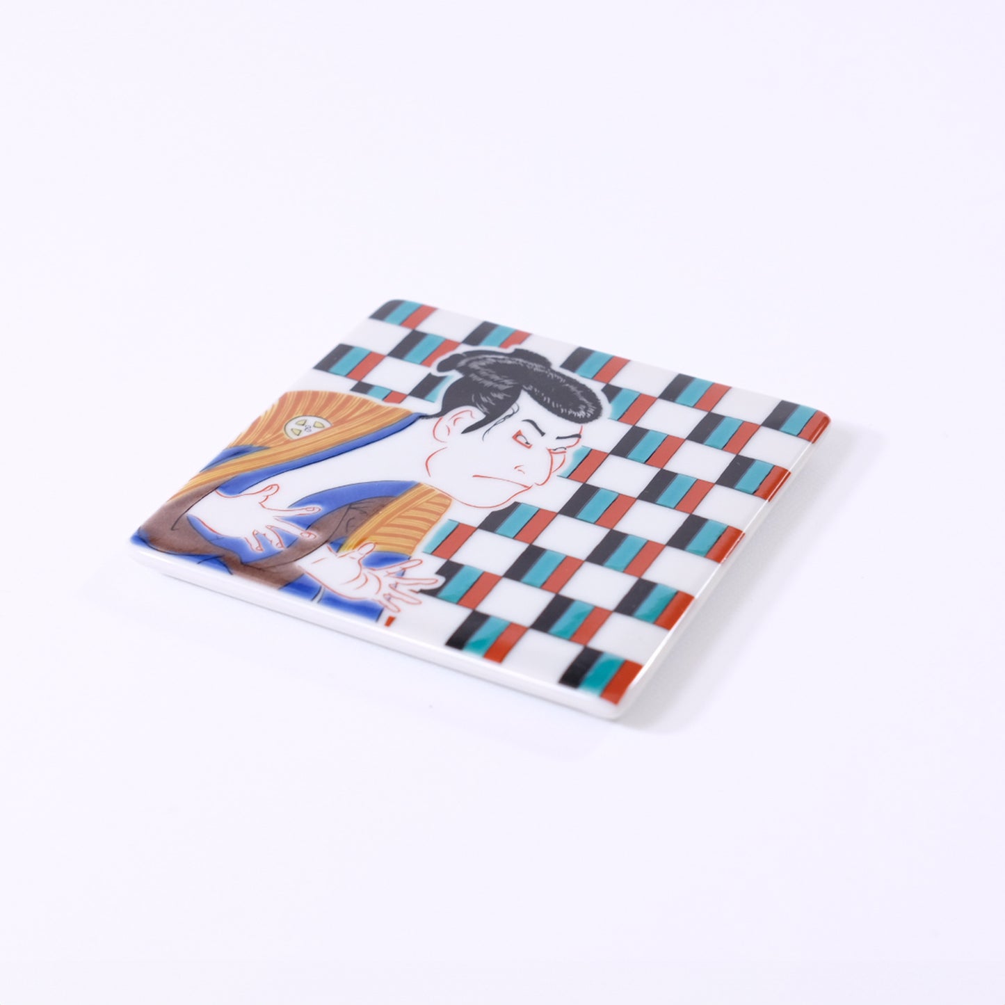Kutani ware colored square plate