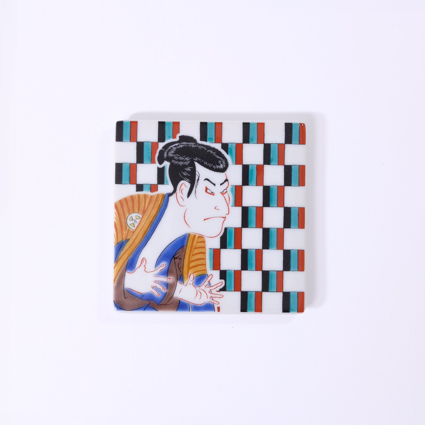 Kutani ware colored square plate