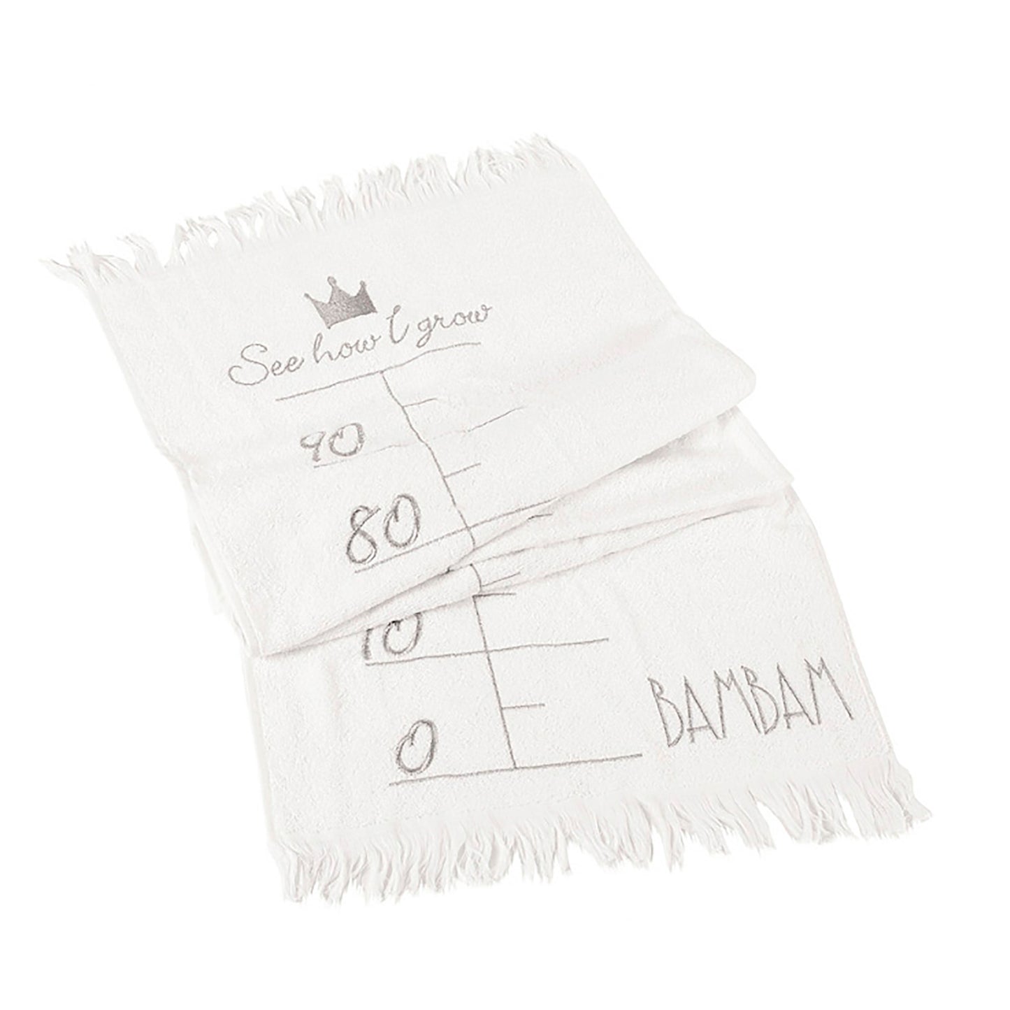 Bath towel with height chart See howl grow