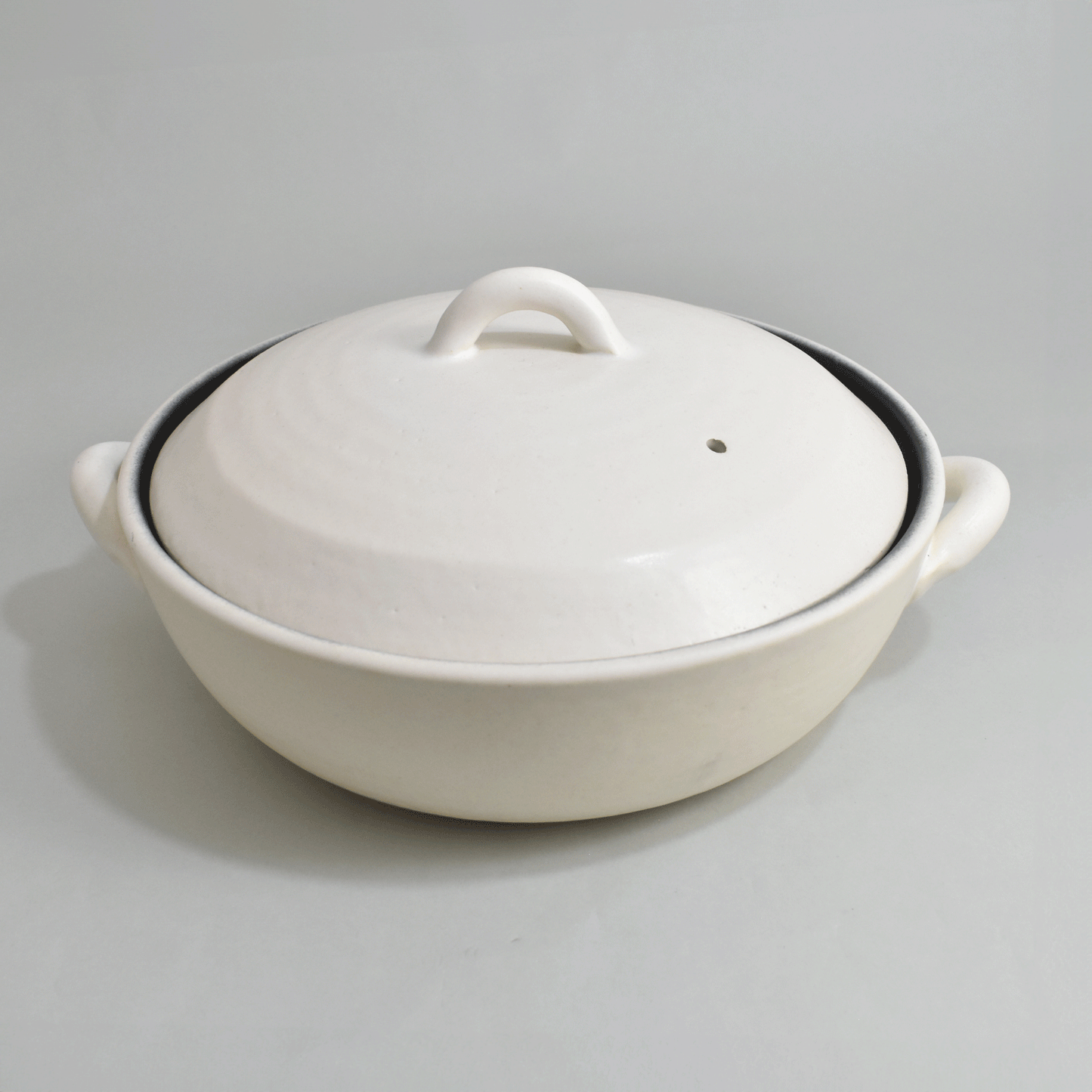 IH clay pot with ceramic coating on the inside, size 9, white