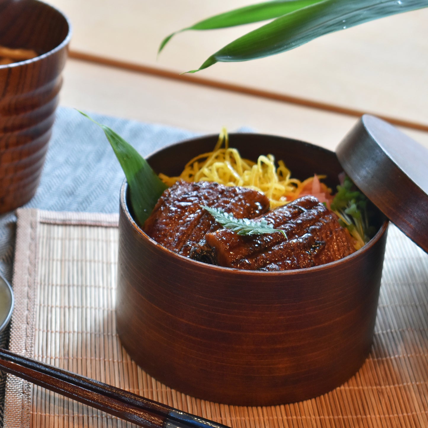 杉 丸一段弁当 拭漆