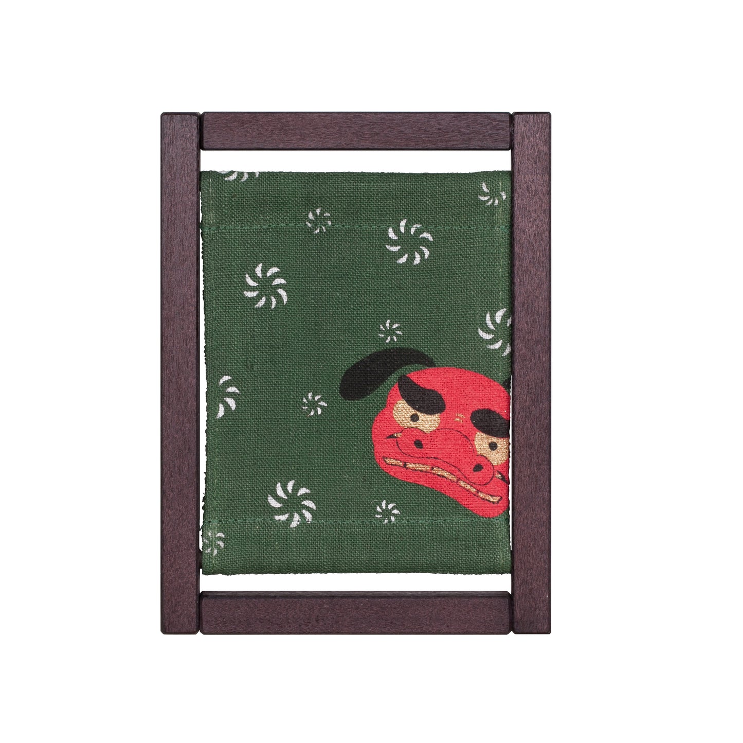 Mini wooden frame tapestry lion dance