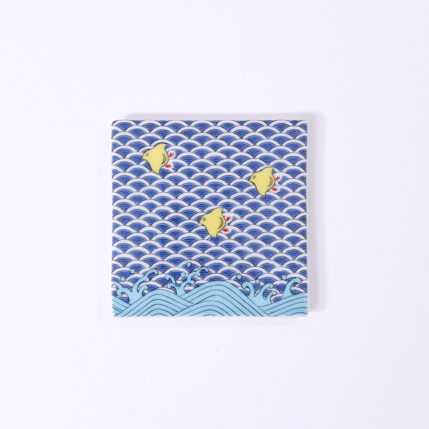 Kutani ware colored square plate