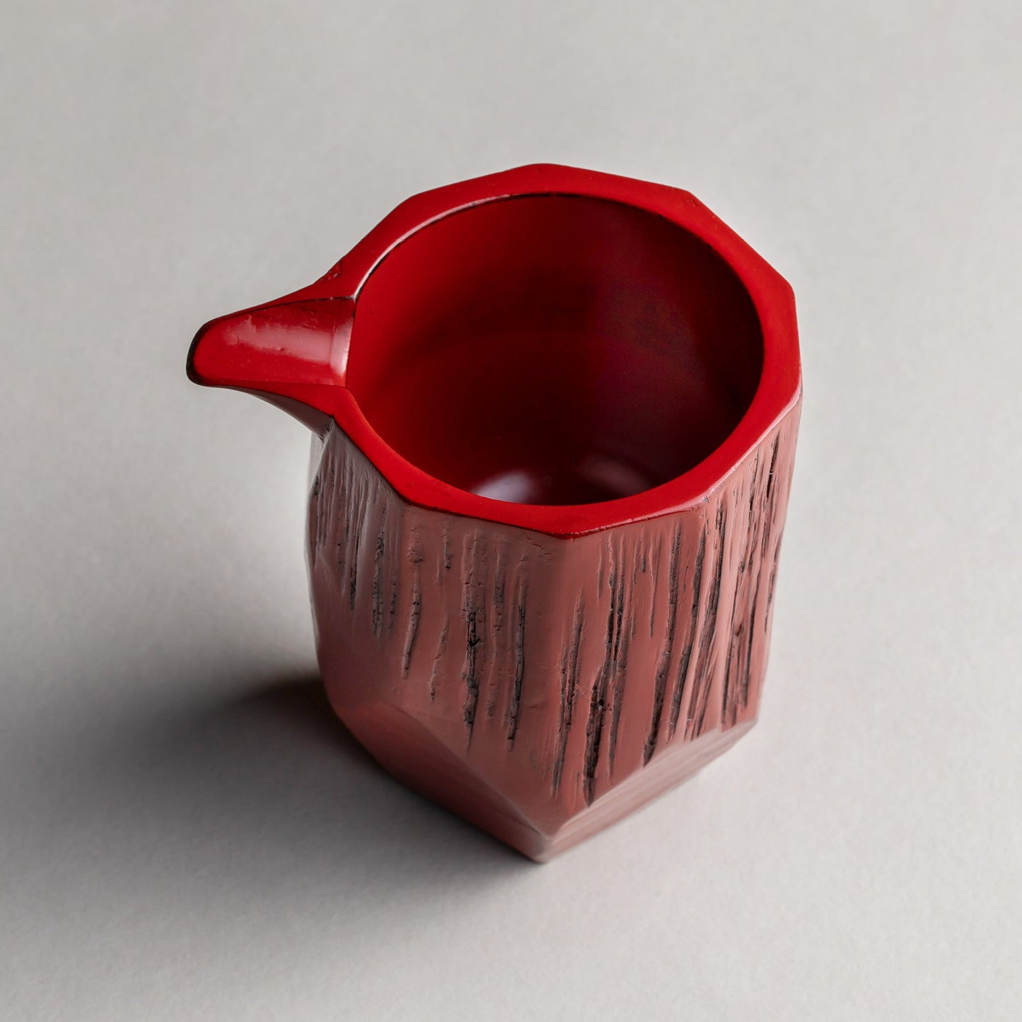 木製ハツリ片口 酒器 根来塗