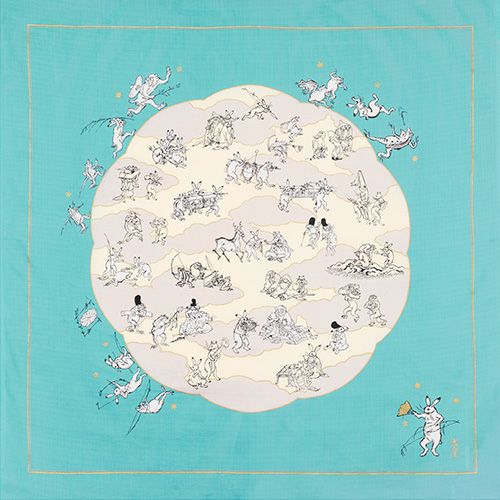 100 鳥獣人物 蓮の葉 ターコイズ