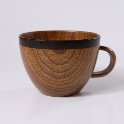 Large wooden soup mug with lacquer finish