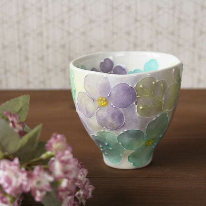 風花 一珍花紋　湯呑　青