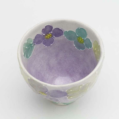 風花 一珍花紋　湯呑　青