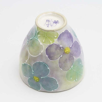 風花 一珍花紋　湯呑　青