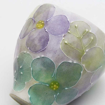 風花 一珍花紋　湯呑　青