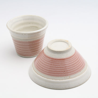 色釉彩 平茶碗＆カップ セットBOX 紅