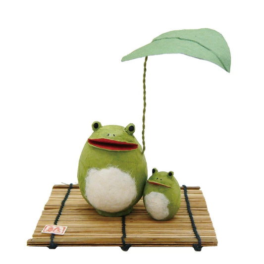 ちぎり和紙 雨宿り親子カエル