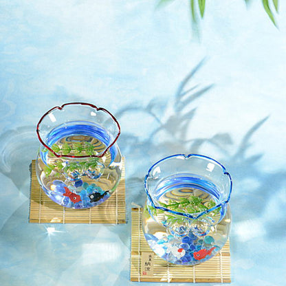 昔ながらの金魚鉢セット 涼しげな青