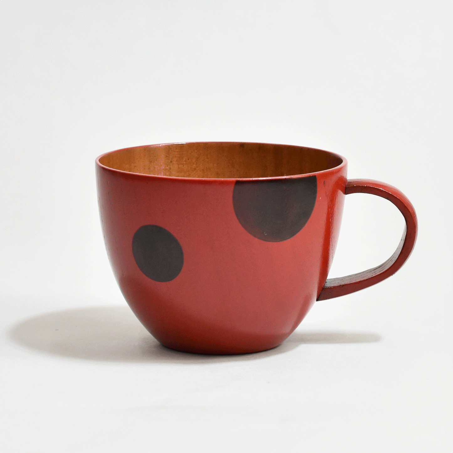 Wooden soup cup, polka dot