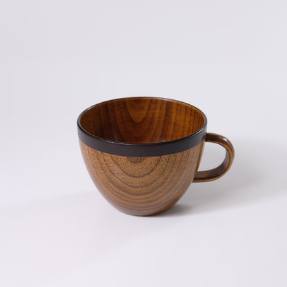 Small wooden soup mug with lacquer finish