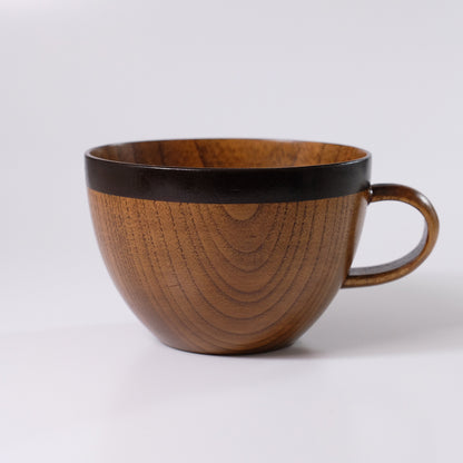 Large wooden soup mug with lacquer finish