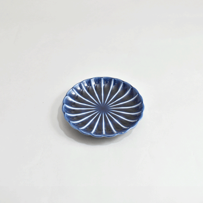 Gyaman 3-inch plate, navy blue eggplant