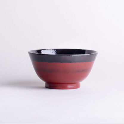 Small wooden rice bowl, Negoro lacquer