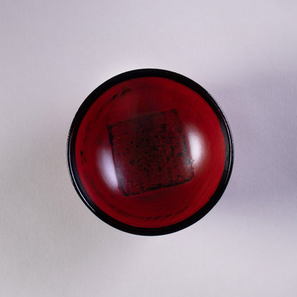 Small wooden rice bowl, Negoro lacquer