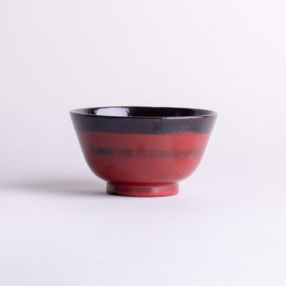 Small wooden rice bowl, Negoro lacquer