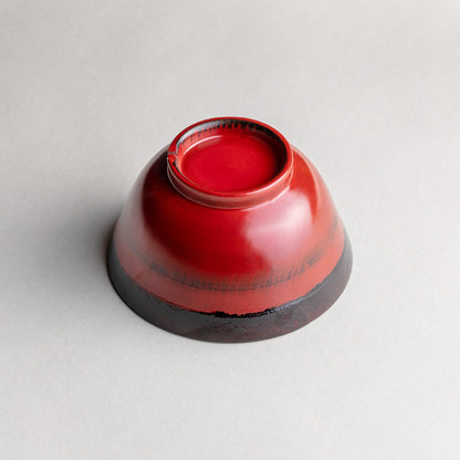 Small wooden rice bowl, Negoro lacquer