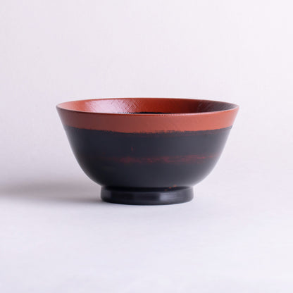 Large wooden rice bowl, Akebono lacquer